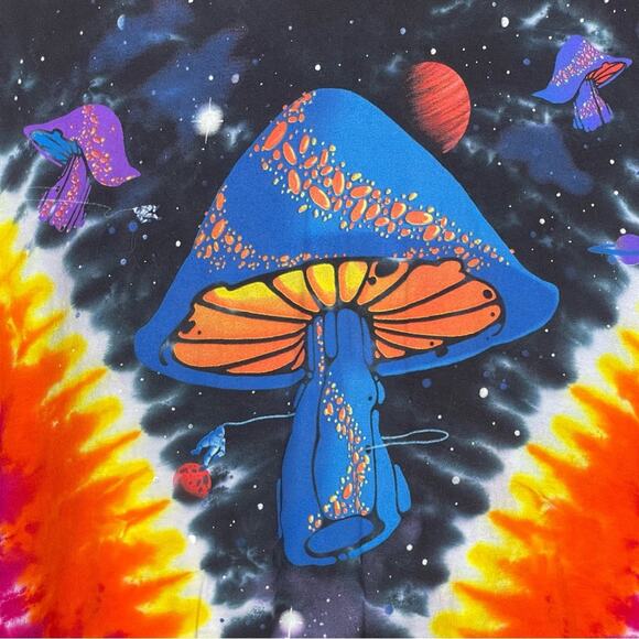 Liquid Blue Tie Dye Rocket Mushroom T-Shirt - Picture 2 of 5